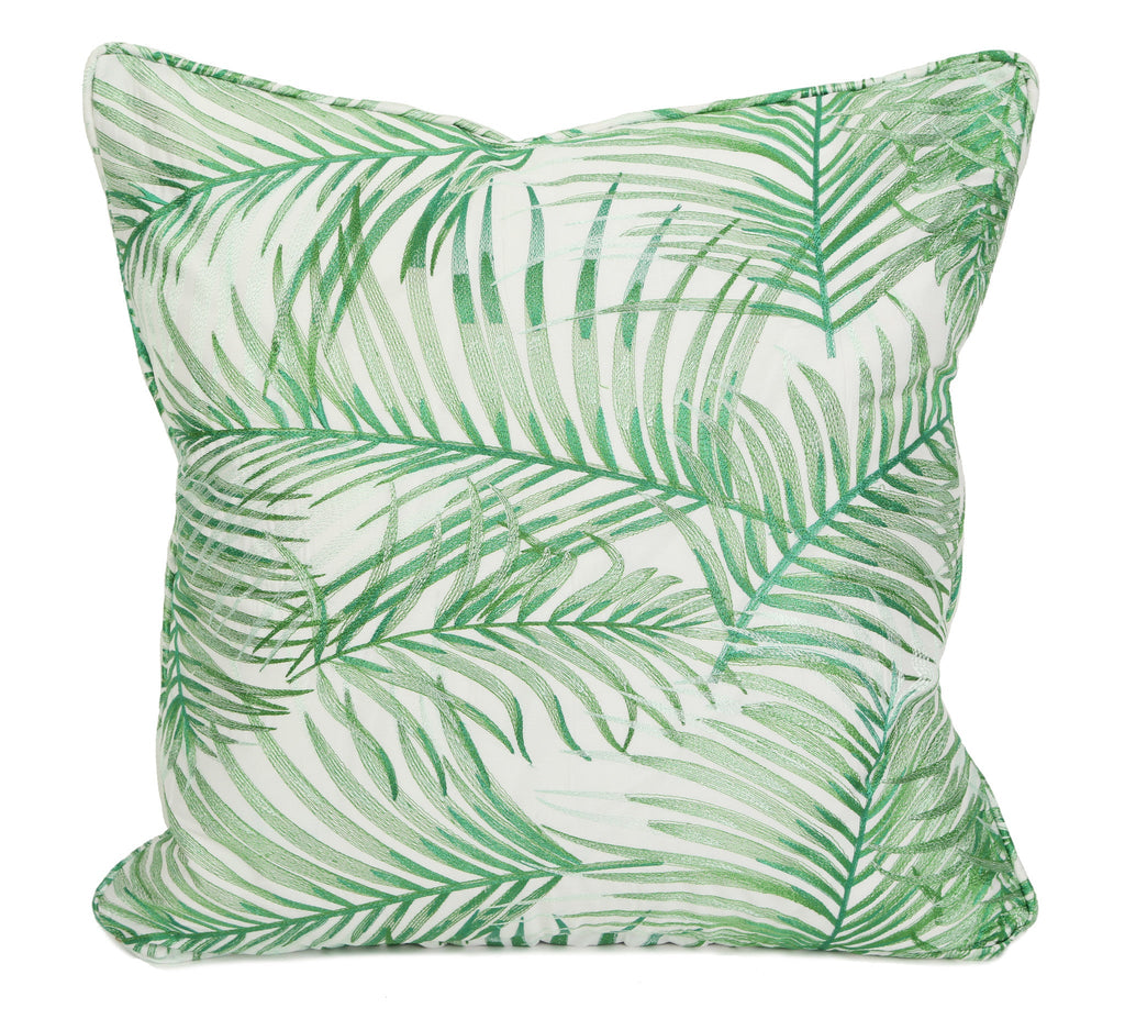 Robellini Silk Embroidered Throw Pillow Cover - White - Carleton Varney