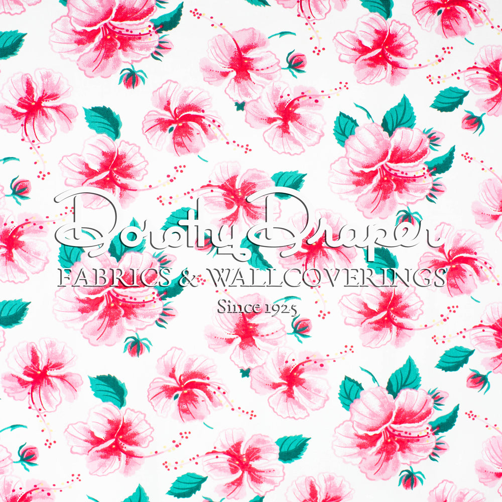 Hibiscus Pink & White Fabric