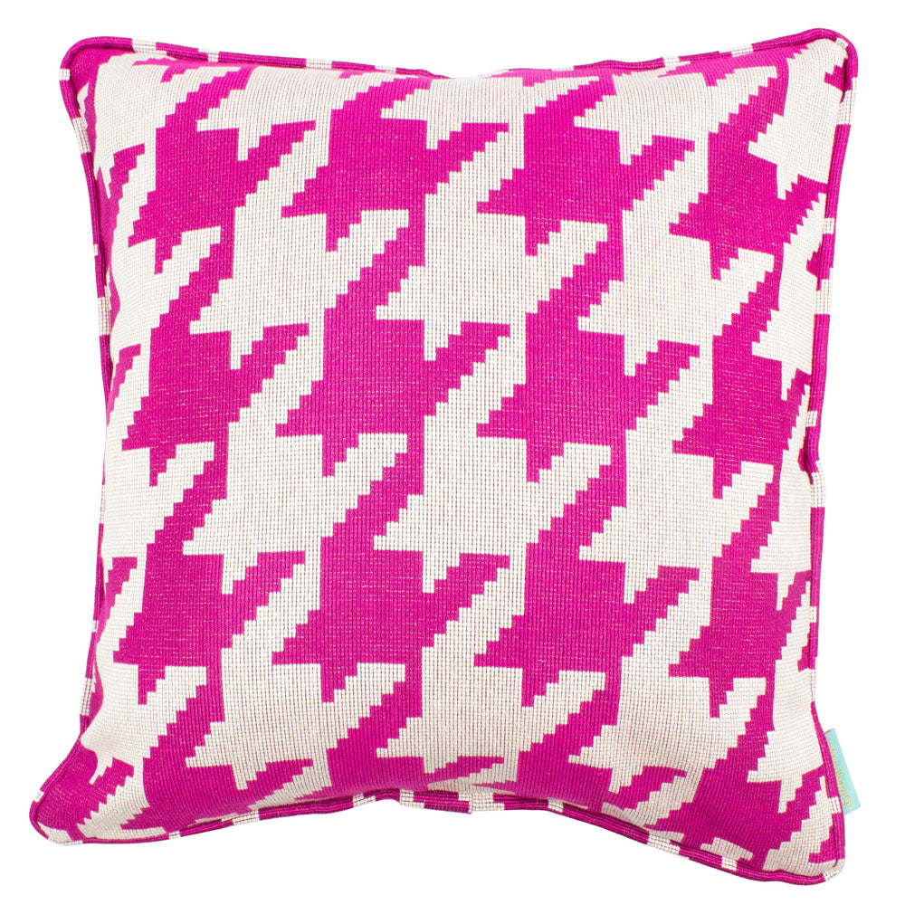 Houndstooth Throw Pillow - Pink and White