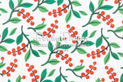 Kate’s Mountain Berries Green & Red Wallpaper