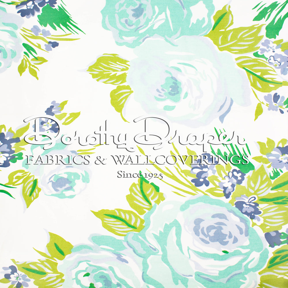 Princess Grace Rose Blue Fabric