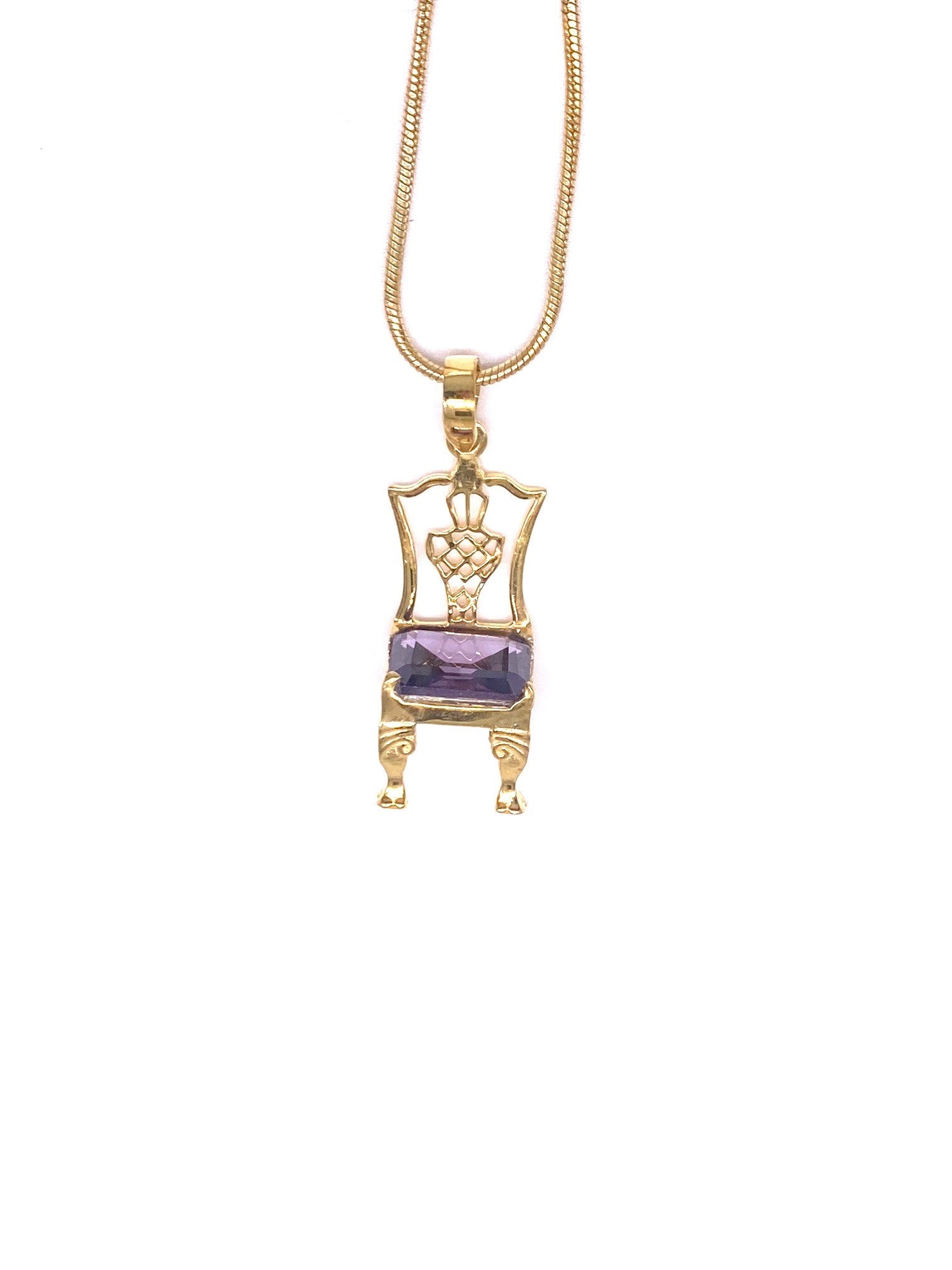 Gold Chippendale Chair Birthstone on Gold Necklace