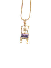 Gold Chippendale Chair Birthstone on Gold Necklace