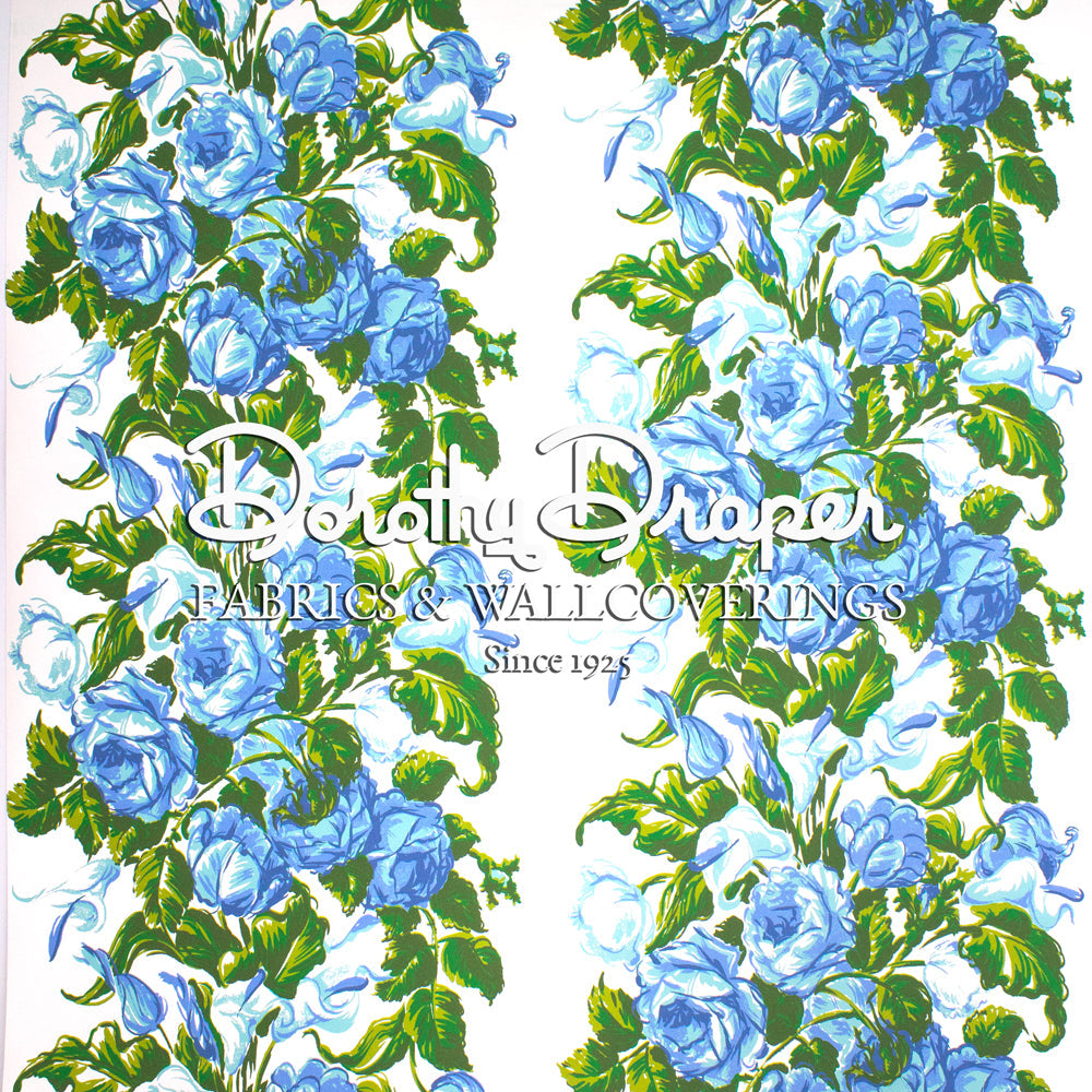 Saratoga Rose Blue Wallpaper