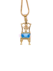 Gold Chippendale Chair Birthstone on Gold Necklace