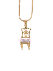 Gold Chippendale Chair Birthstone on Gold Necklace