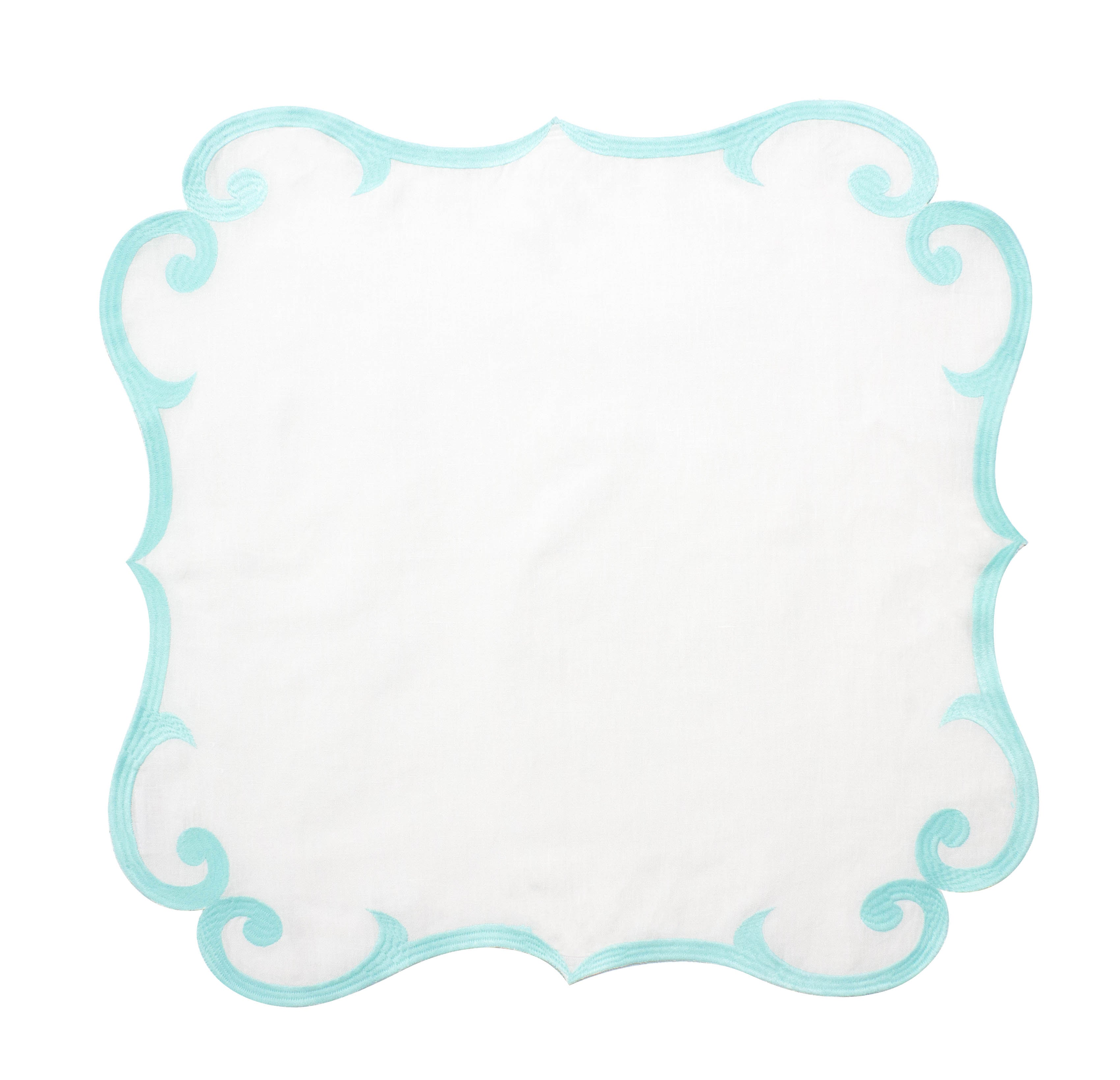 Scroll Linen Dinner Napkin - Aqua