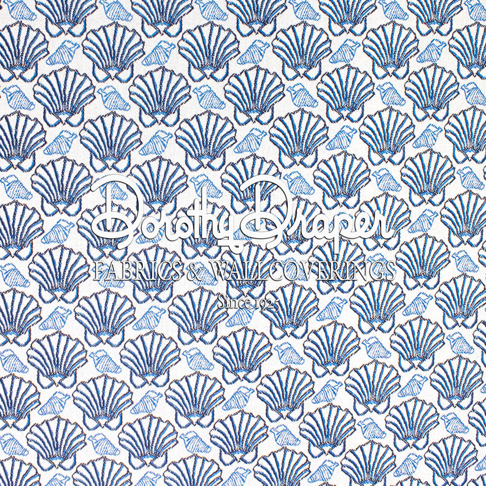St. Croix Shells Outdoor Woven Fabric  - Blue