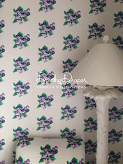 Sweet Violets Purple & White Wallpaper