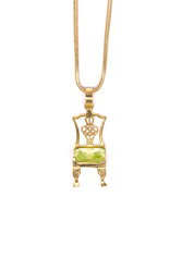 Gold Chippendale Chair Birthstone on Gold Necklace