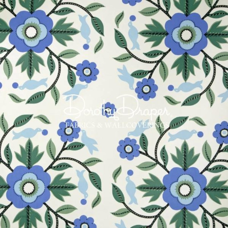 Kate’s Mountain Quilt Green & Blue Wallpaper