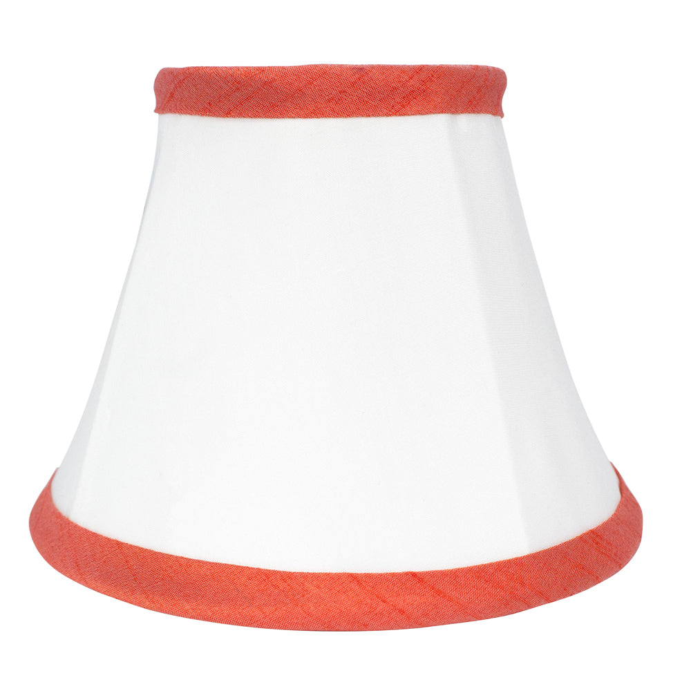 Chandelier Silk Shade - White with Coral Detail